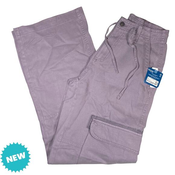 Arizona Jeans Co Women's Size 0 24x32 Wide Leg Mid Rise Cargo Pants Purple NEW - Picture 1 of 6